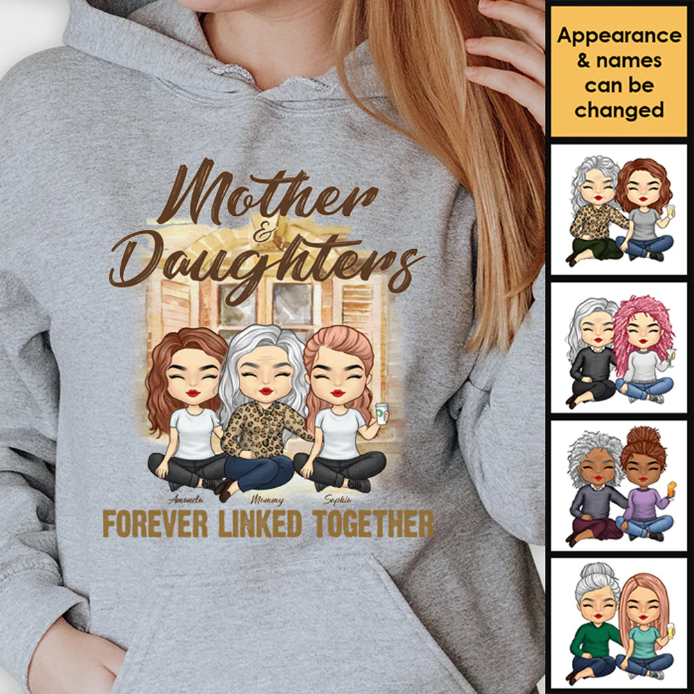 Mother & Daughters Forever Linked Together - Gift For Mom, Personalized Unisex Hoodie - Image 2