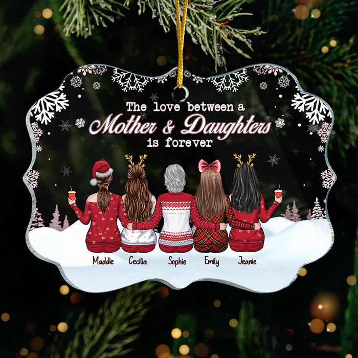 Mother & Daughters, Forever Linked Together - Personalized Custom Benelux Shaped Acrylic Christmas Ornament - Gift For Family, Christmas New Arrival Gift - Image 2