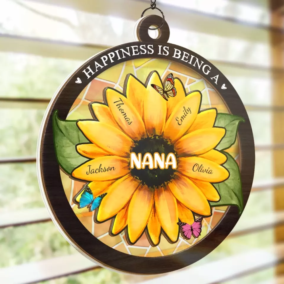 Motherhood All Love Begins And Ends There - Family Personalized Window Hanging Suncatcher - Mother's Day, Gift For Mom, Grandma - Image 4