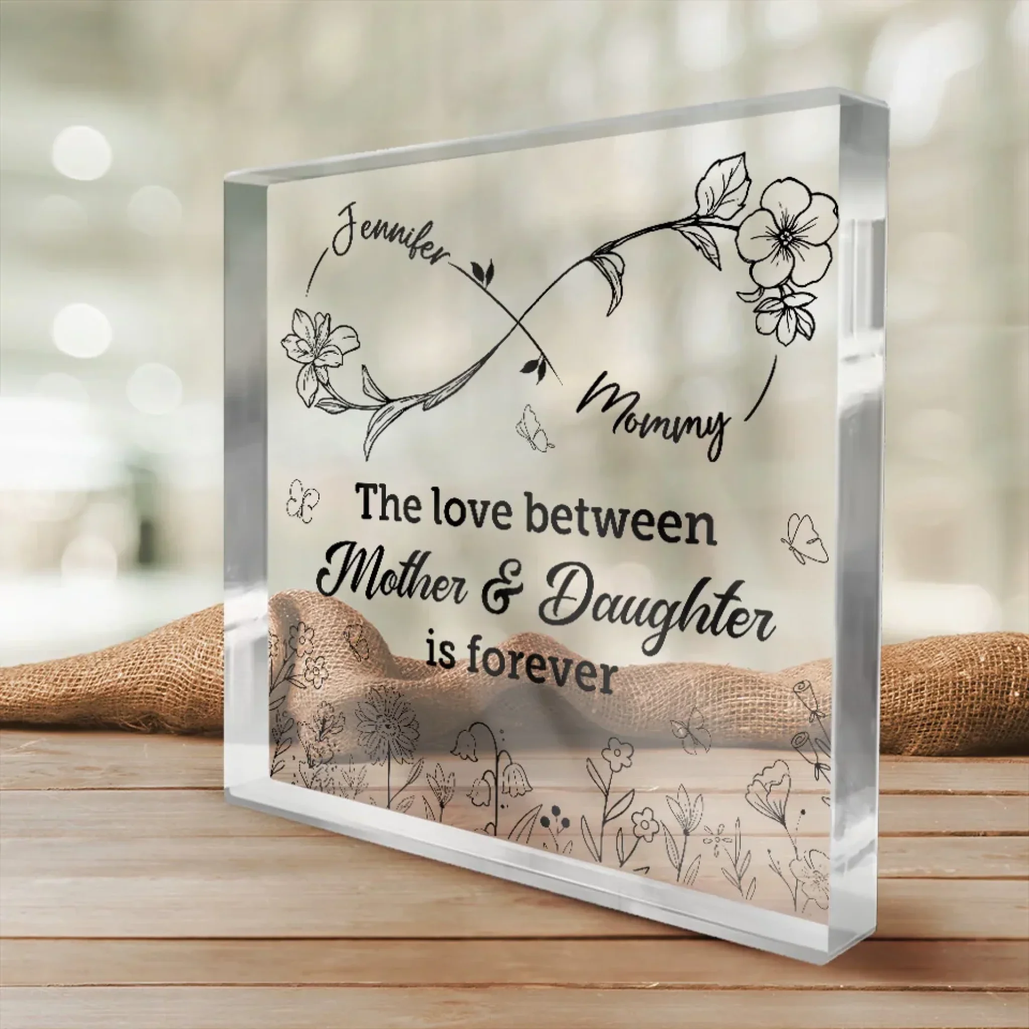 Mothers And Daughters Are Forever - Family Personalized Custom Square Shaped Acrylic Plaque - Mother's Day, Gift For Mom, Daughter - Image 4