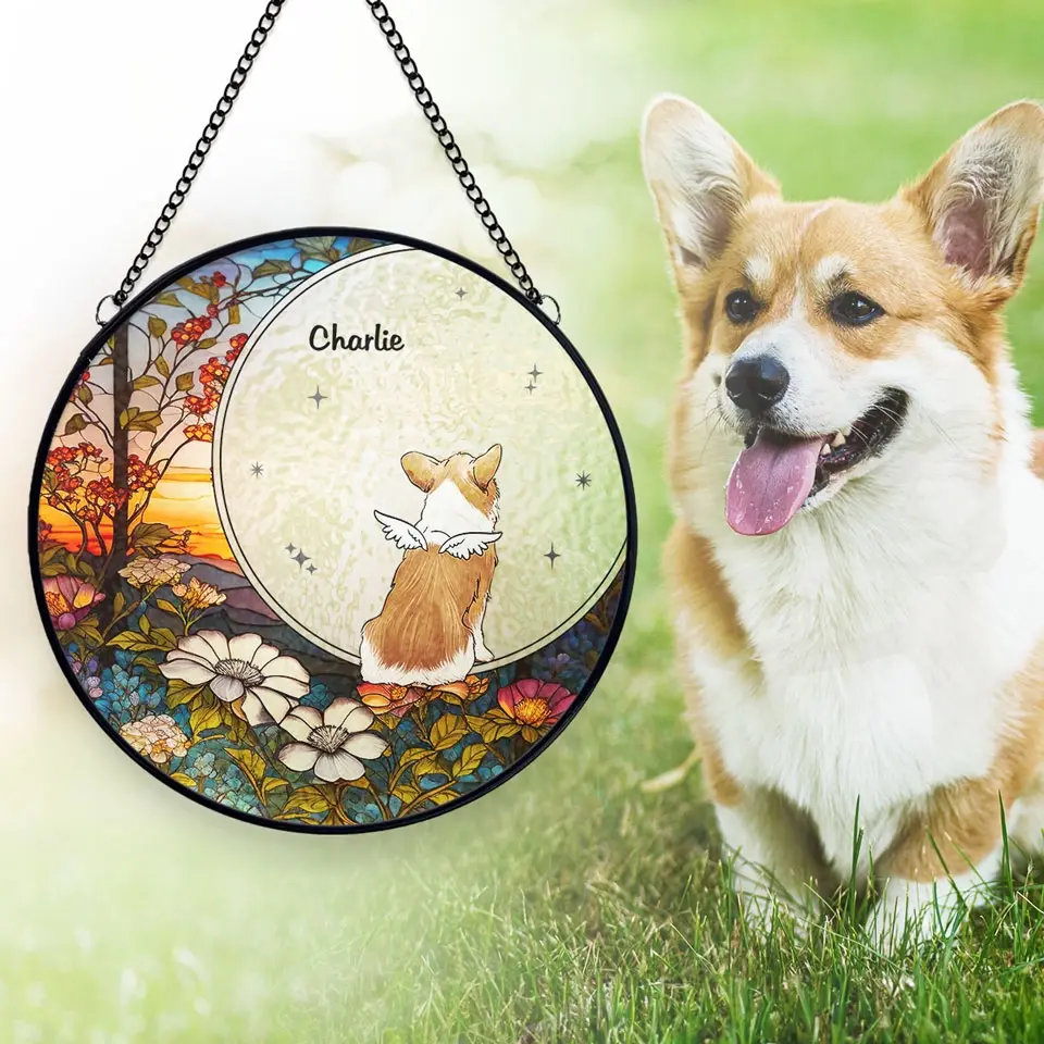 Much Loved Never Forgotten - Memorial Personalized Custom Stained Glass Window Hanging Suncatcher - Sympathy Gift For Pet Owners, Pet Lovers - Image 4