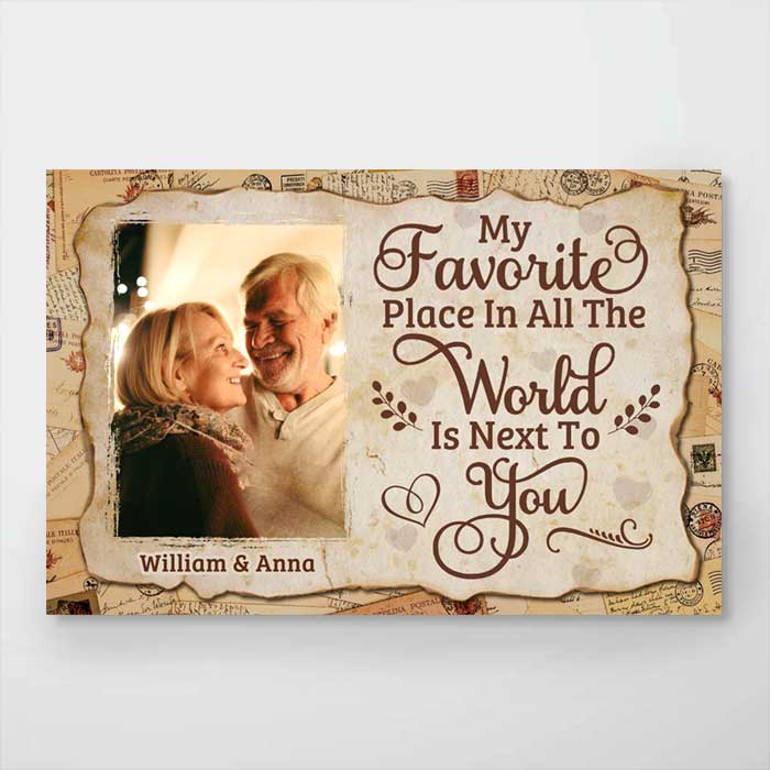 My All-time Favorite Place Is Next To You - Upload Image, Gift For Couples - Personalized Horizontal Poster - Image 4