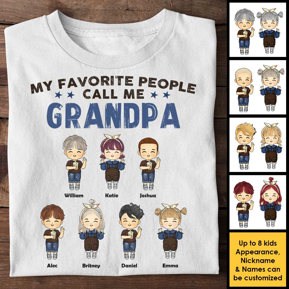 My Cherished People Call Me Grandpa - Gift For Grandpa, Personalized Unisex T-shirt, Hoodie - Image 3