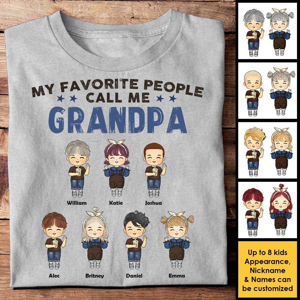My Cherished People Call Me Grandpa - Gift For Grandpa, Personalized Unisex T-shirt, Hoodie - Image 4