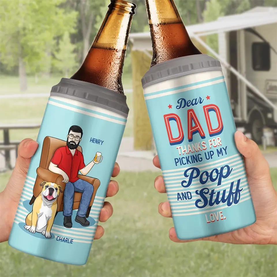 My Dad Is Cooler Than Yours - Dog Personalized Custom 4 In 1 Can Cooler Tumbler - Father's Day, Gift For Pet Owners, Pet Lovers - Image 3