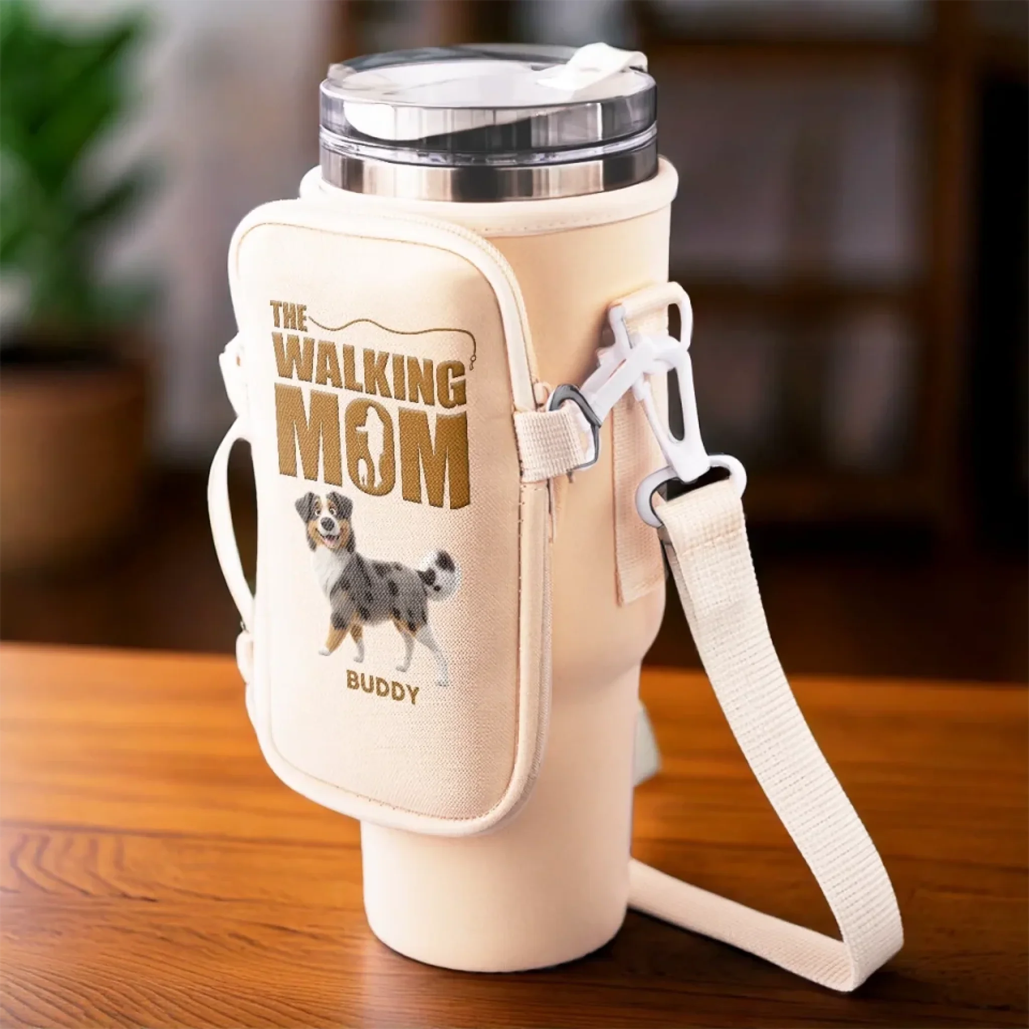My Dog, My Walking Partner, My Joy - Dog Personalized Custom Neoprene Water Bottle Carrier With Pocket - Gift For Pet Owners, Pet Lovers - Image 8