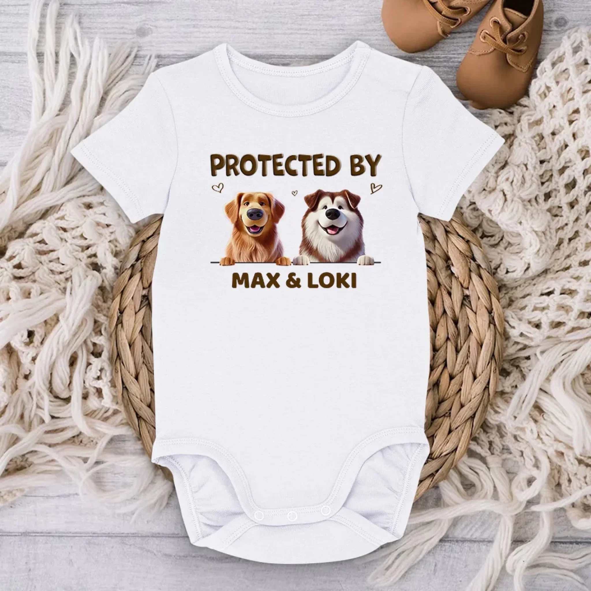 My Dogs, My Guardians - Dog Personalized Custom Baby Onesie - Baby Shower Gift, Gift For Pet Owners, Pet Lovers - Image 3