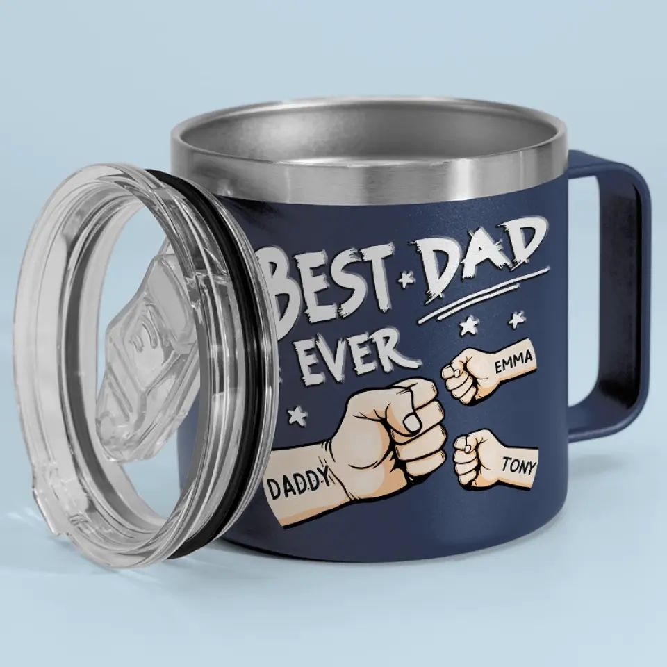 My Father Gave Me My Dreams - Family Personalized Custom 14oz Stainless Steel Tumbler With Handle - Father's Day, Gift For Dad, Grandpa - Image 5
