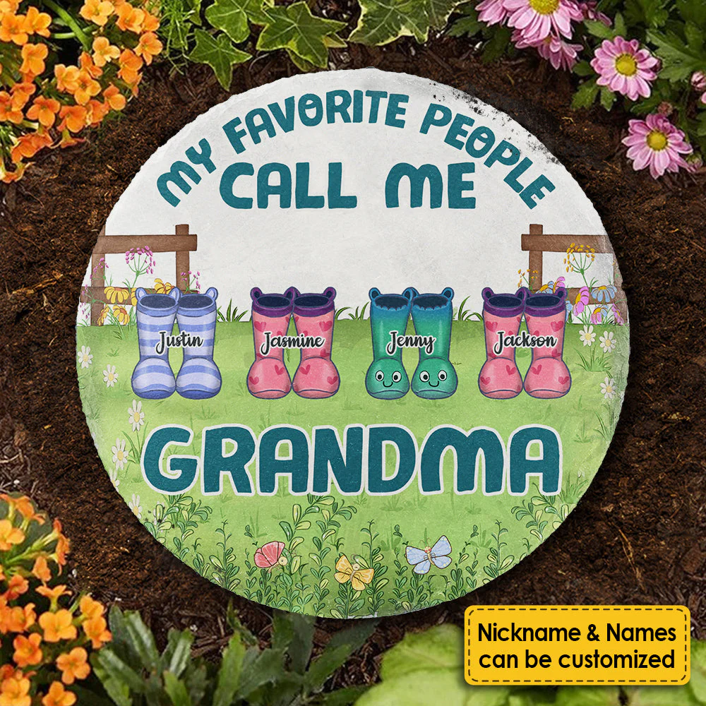 My Favorite People Call Me Grandma - Personalized Garden Stone - Gift For Grandma, Grandparents - Image 3