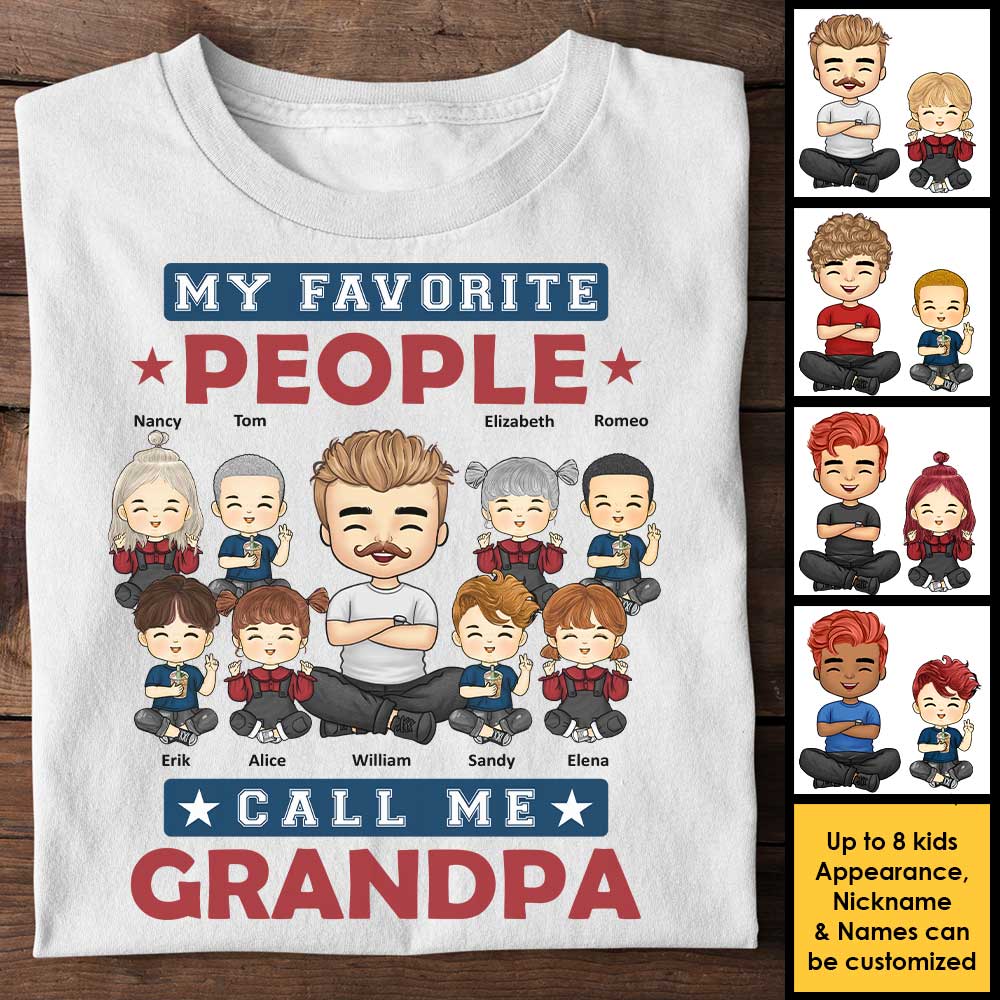 My All-Time Favorite People Call Me Grandpa - Gift For Grandpa, Personalized Unisex T-shirt, Hoodie - Image 4
