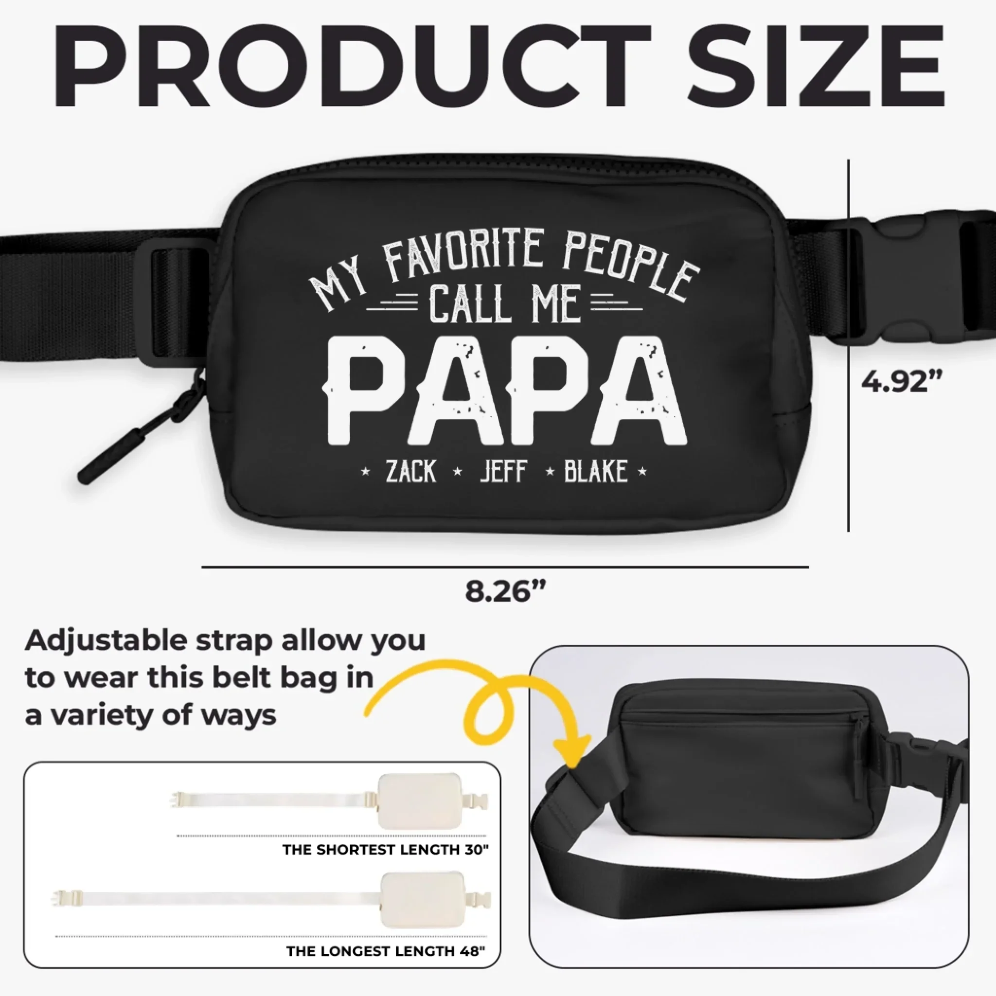 My Favorite People Call Me Papa - Family Personalized Custom Crossbody & Waist Bag - Father's Day, Gift For Dad, Grandpa - Image 8