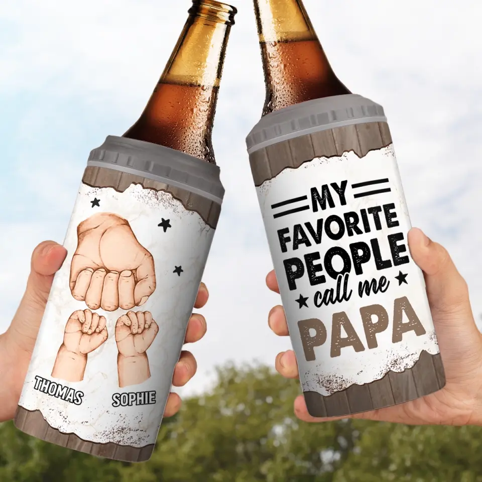 My Favorite People Call Me Papa - Personalized Custom 4 In 1 Can Cooler Tumbler - Father's Day, Birthday Gift For Dad, Grandpa - Image 3