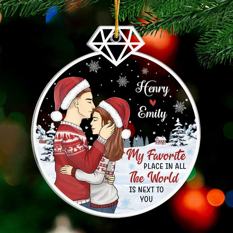 My Favorite Place In All The World - Couple Personalized Custom Ornament - Acrylic Custom Shaped - Christmas Gift For Husband Wife, Anniversary - Image 2