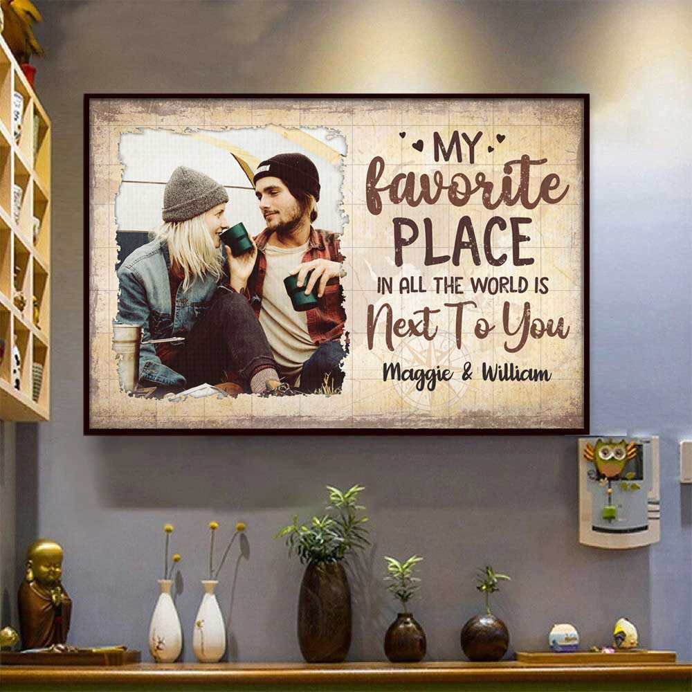 My Favorite Thing Is Staying Next To You - Upload Image, Gift For Couples - Personalized Horizontal Poster - Image 3