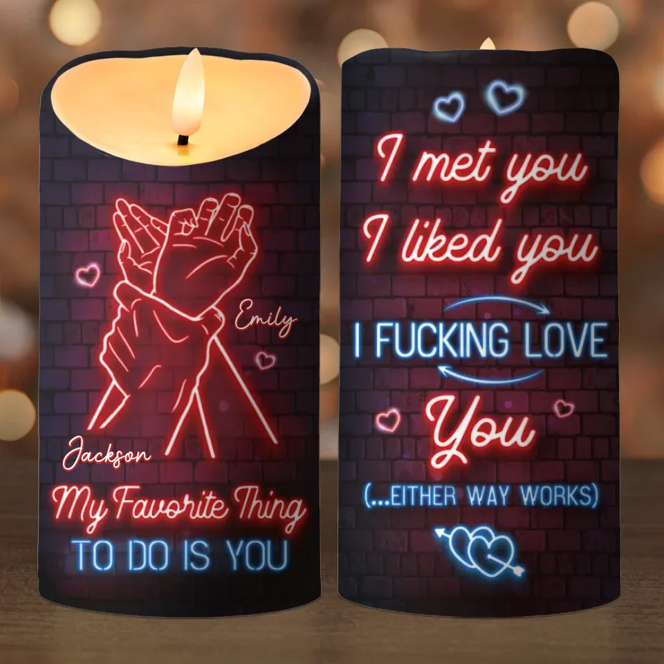 My Favorite Thing To Do Is You - Couple Personalized Custom LED Candle - Gift For Husband Wife, Anniversary - Image 2