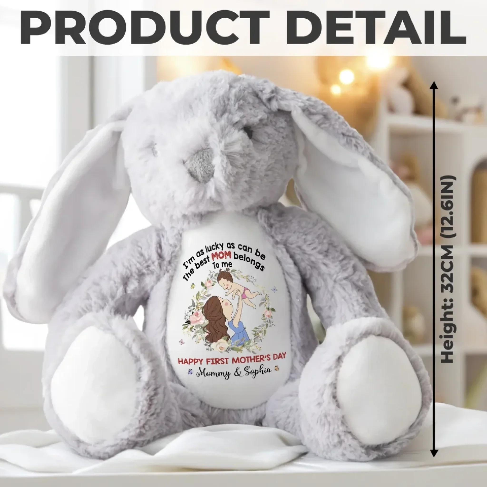My First Best Friend, My Mommy - Family Personalized Custom Easter Bunny Plush - Mother's Day, Baby Shower Gift, Gift For First Mom - Image 8