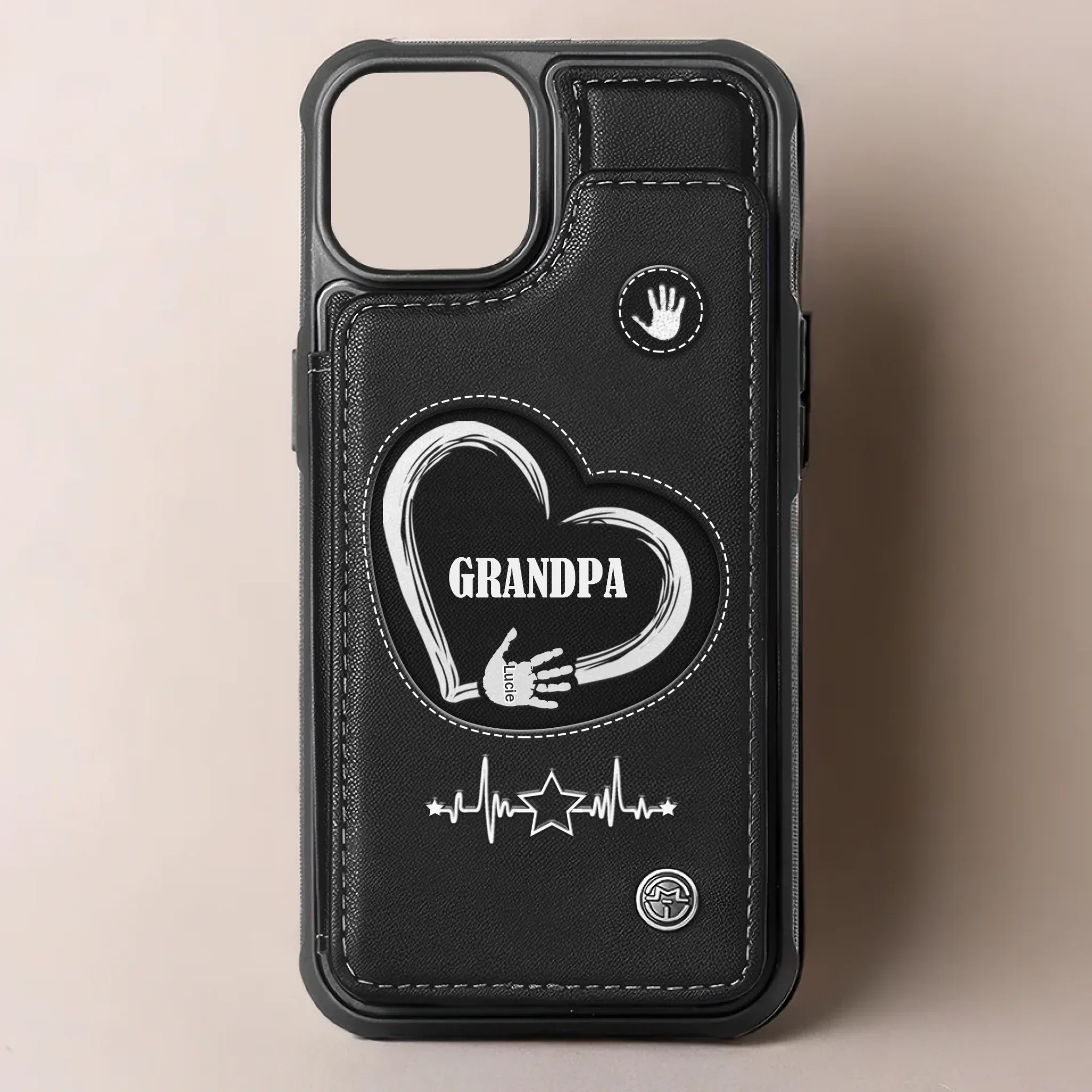 My First Superhero - Family Personalized Custom Leather Flip Wallet Phone Case - Father's Day, Gift For Dad, Grandpa - Image 2