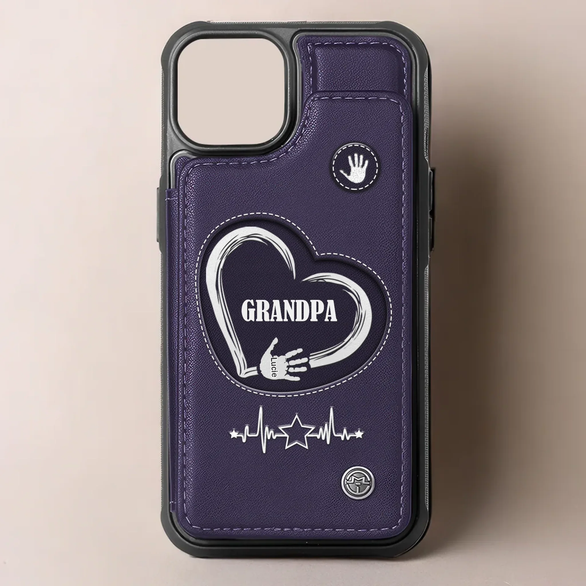 My First Superhero - Family Personalized Custom Leather Flip Wallet Phone Case - Father's Day, Gift For Dad, Grandpa - Image 4