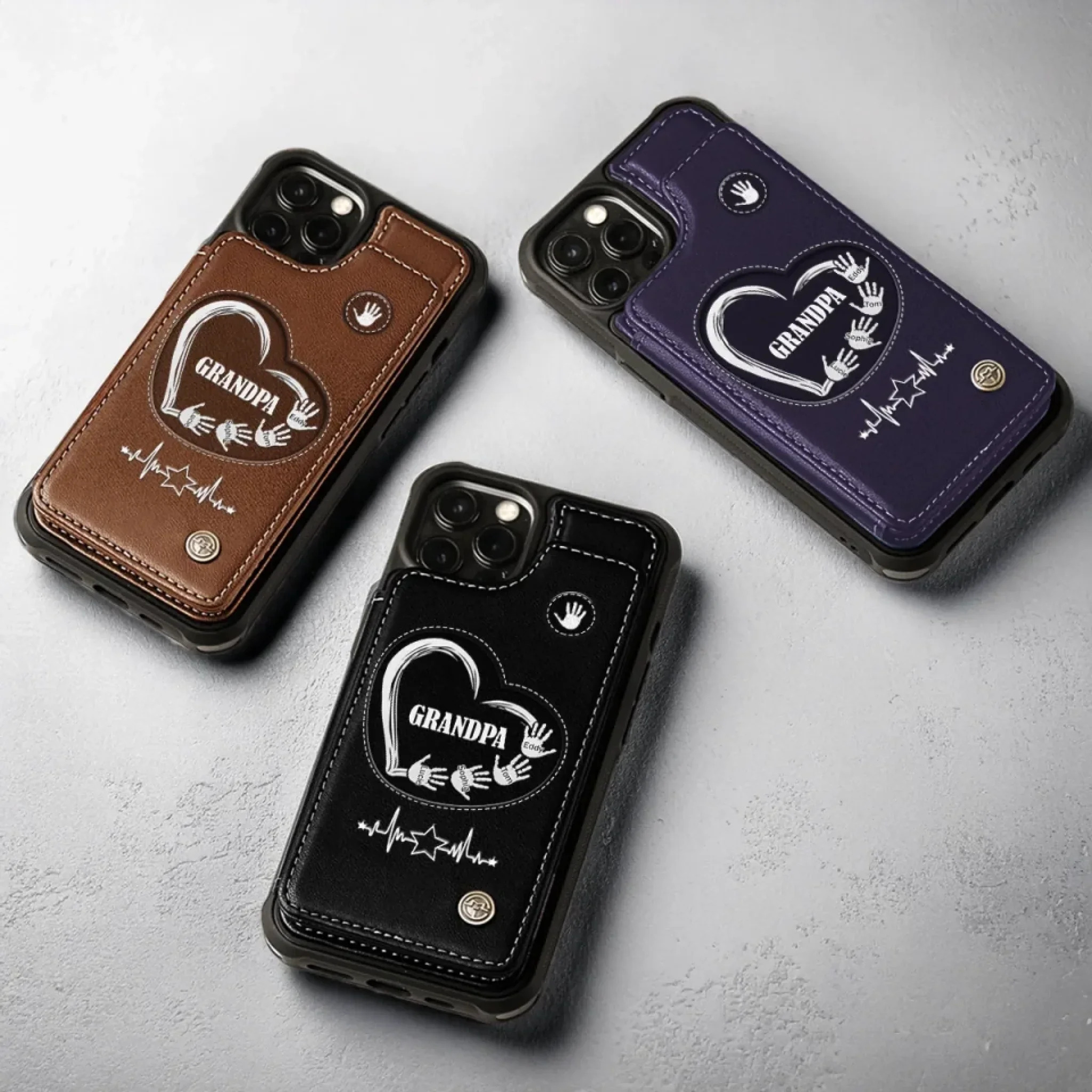My First Superhero - Family Personalized Custom Leather Flip Wallet Phone Case - Father's Day, Gift For Dad, Grandpa - Image 7