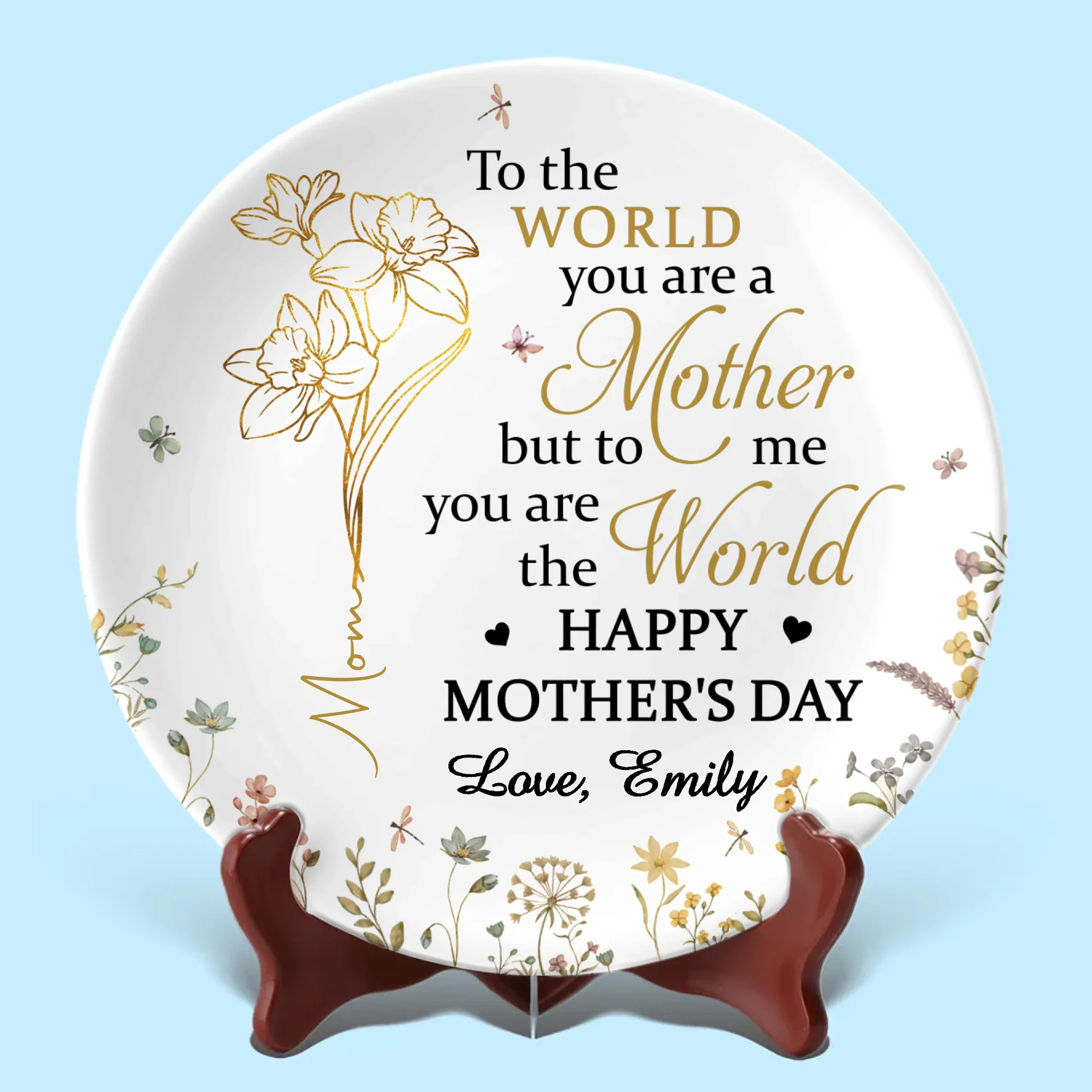 My Forever Hero Is You, Mom - Family Personalized Custom Ceramic Plate - Mother's Day, Gift For Mom, Grandma - Image 2