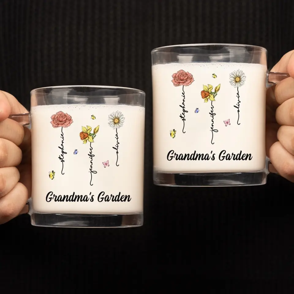 My Grandma's Favorite Garden - Family Personalized Custom Glass Mug - Gift For Mom, Grandma - Image 4