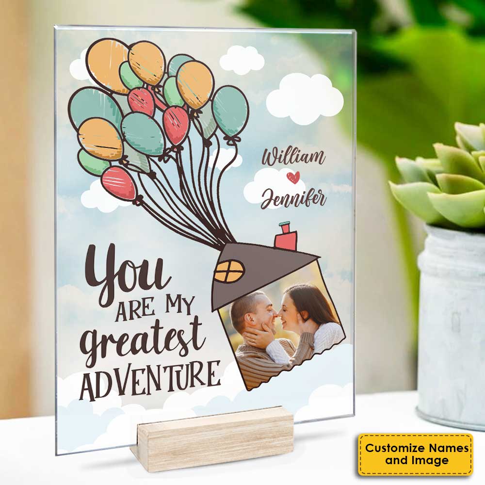 My Greatest Adventure - Upload Image, Gift For Couples, Husband Wife, Personalized Acrylic Plaque - Image 3