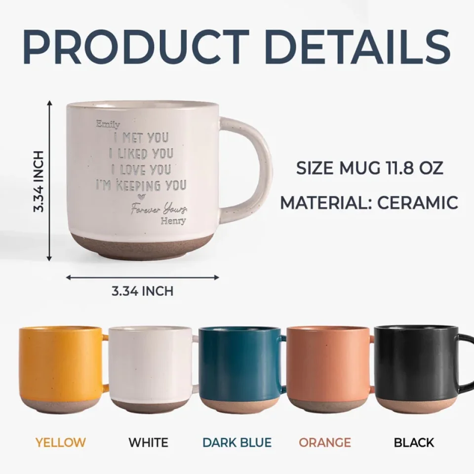 My Heart Has Chosen You - Couple Personalized Custom Pottery Mug - Gift For Husband Wife, Anniversary - Image 9