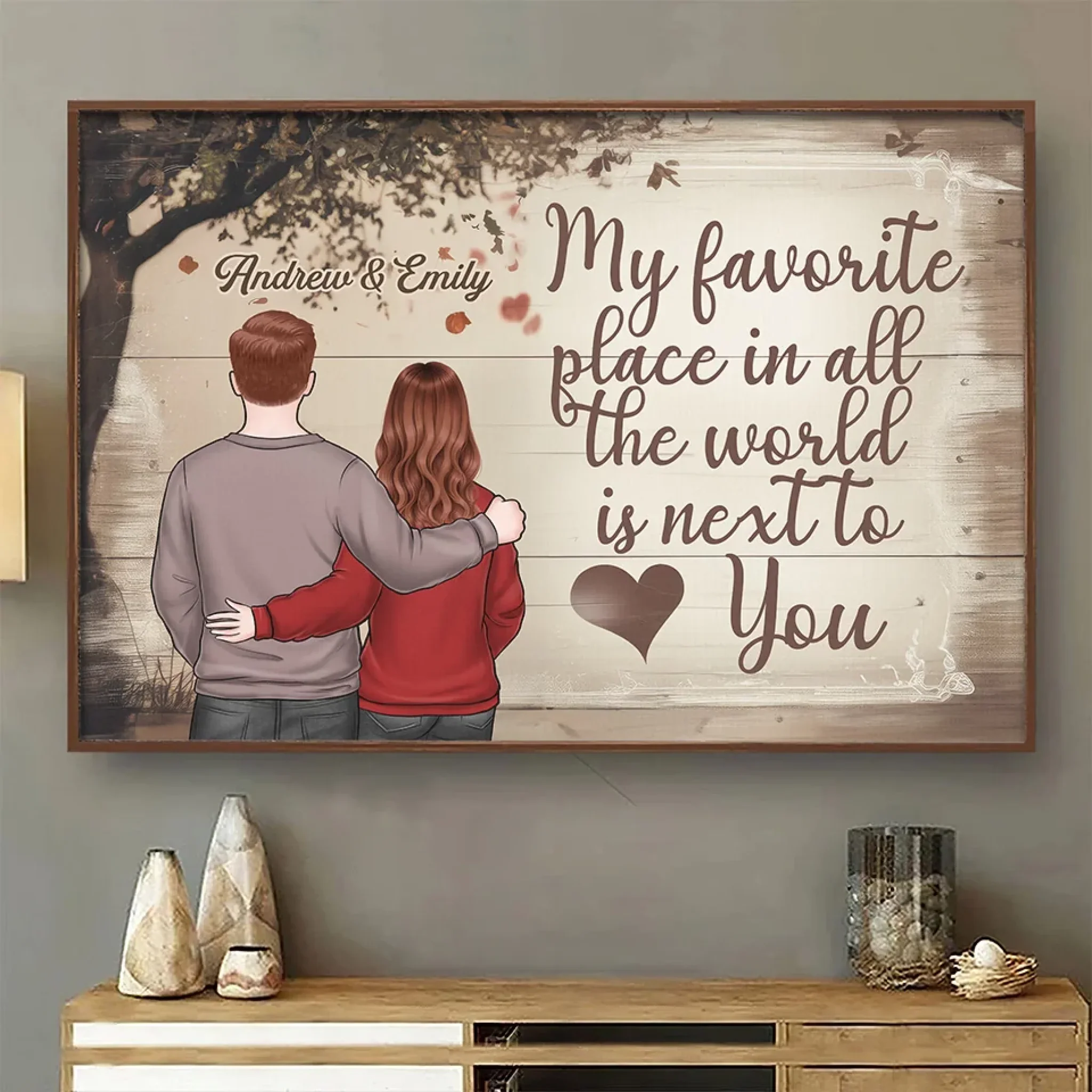 My Heart Is Yours - Couple Personalized Custom Horizontal Poster - Gift For Husband Wife, Anniversary - Image 3