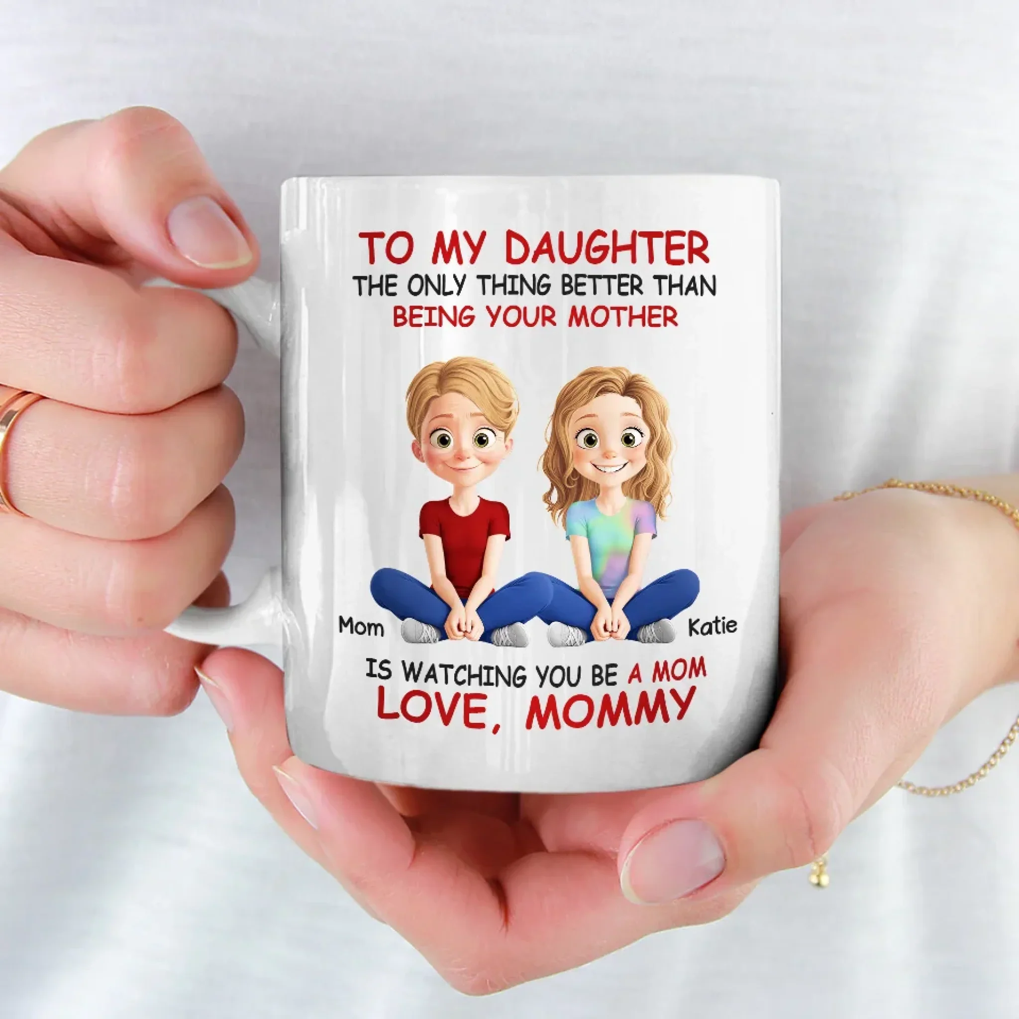 My Heart Overflows With Love Seeing My Daughter As A Mom - Family Personalized Custom Mug - Gift For Mom, Daughter - Image 3