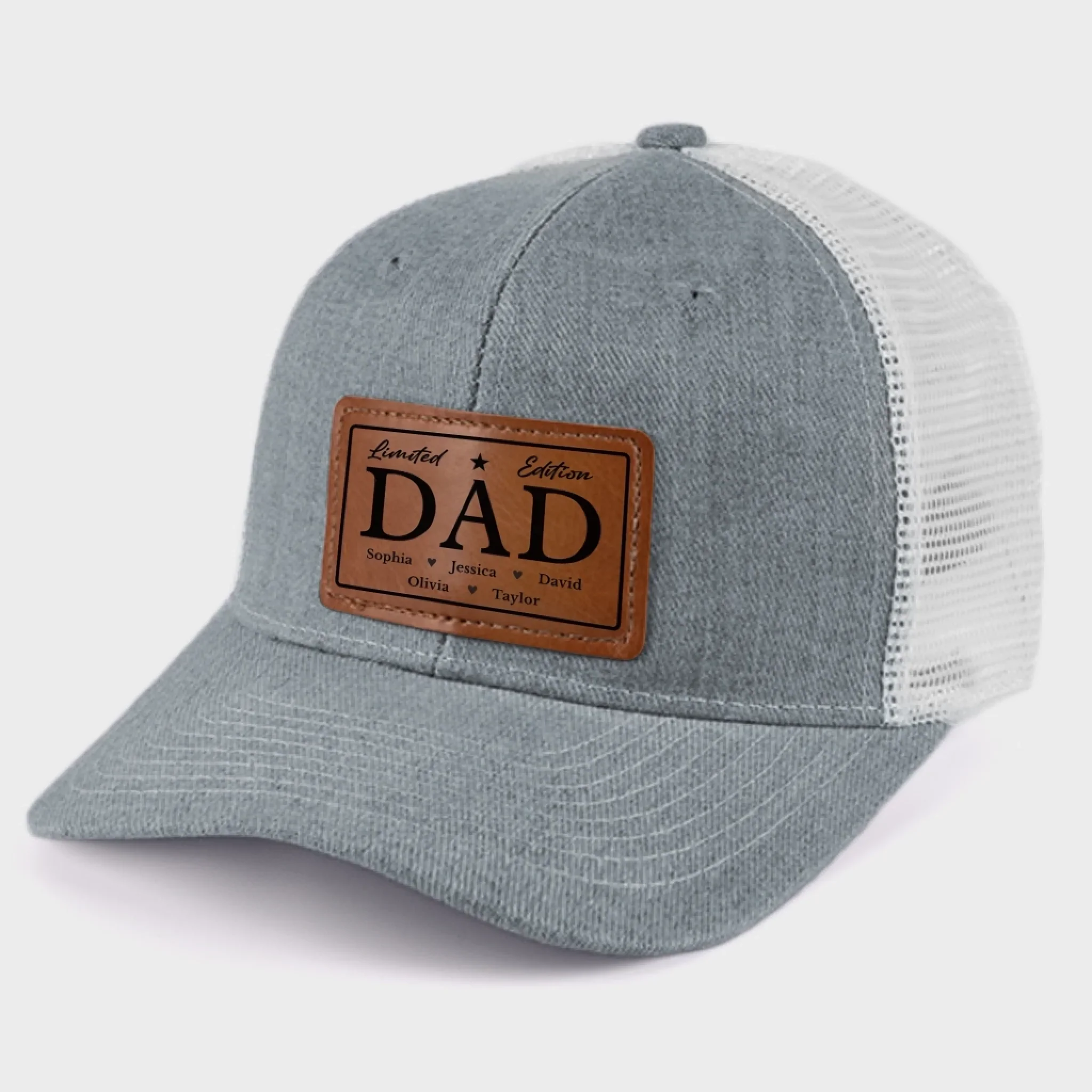 My Incomparable Dad - Family Personalized Custom Leather Patch Hat - Gift For Dad, Grandpa - Image 7