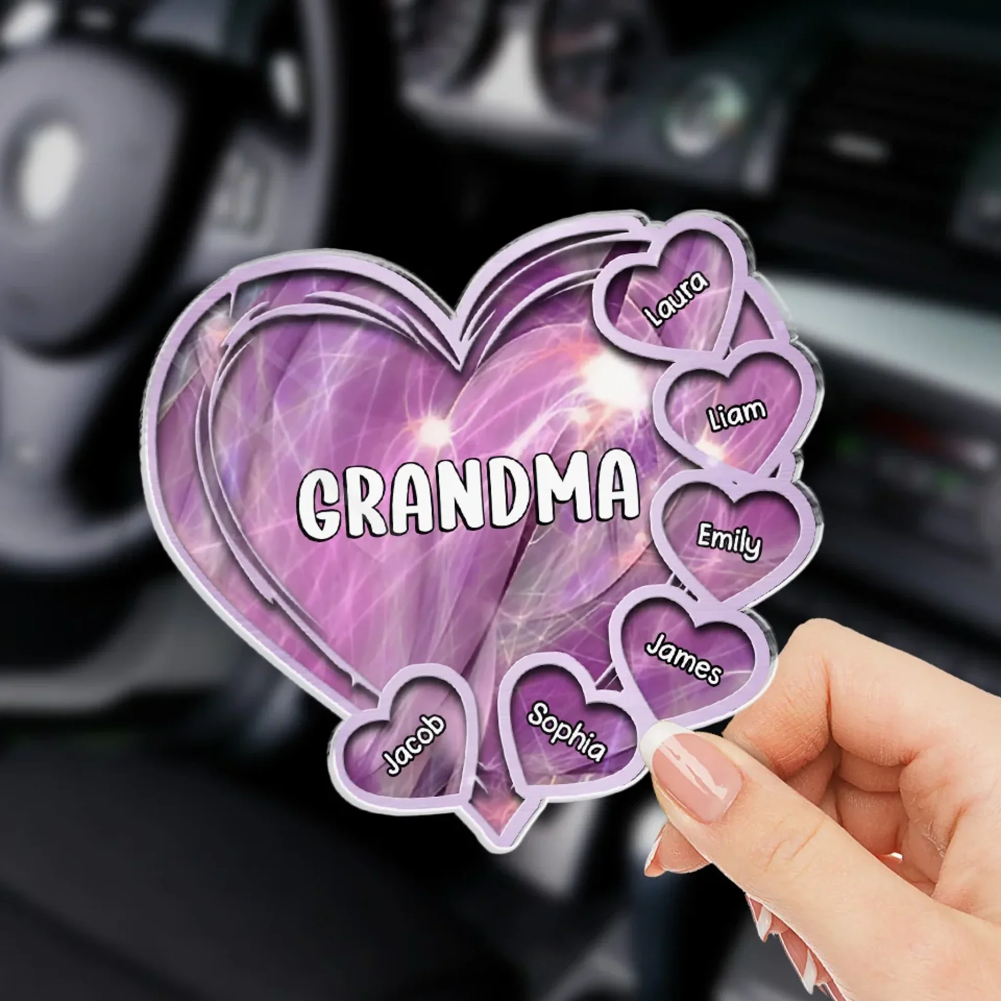 My Kids, My Forever Love - Family Personalized Custom Car Visor Clip - Gift For Mom, Grandma - Image 3