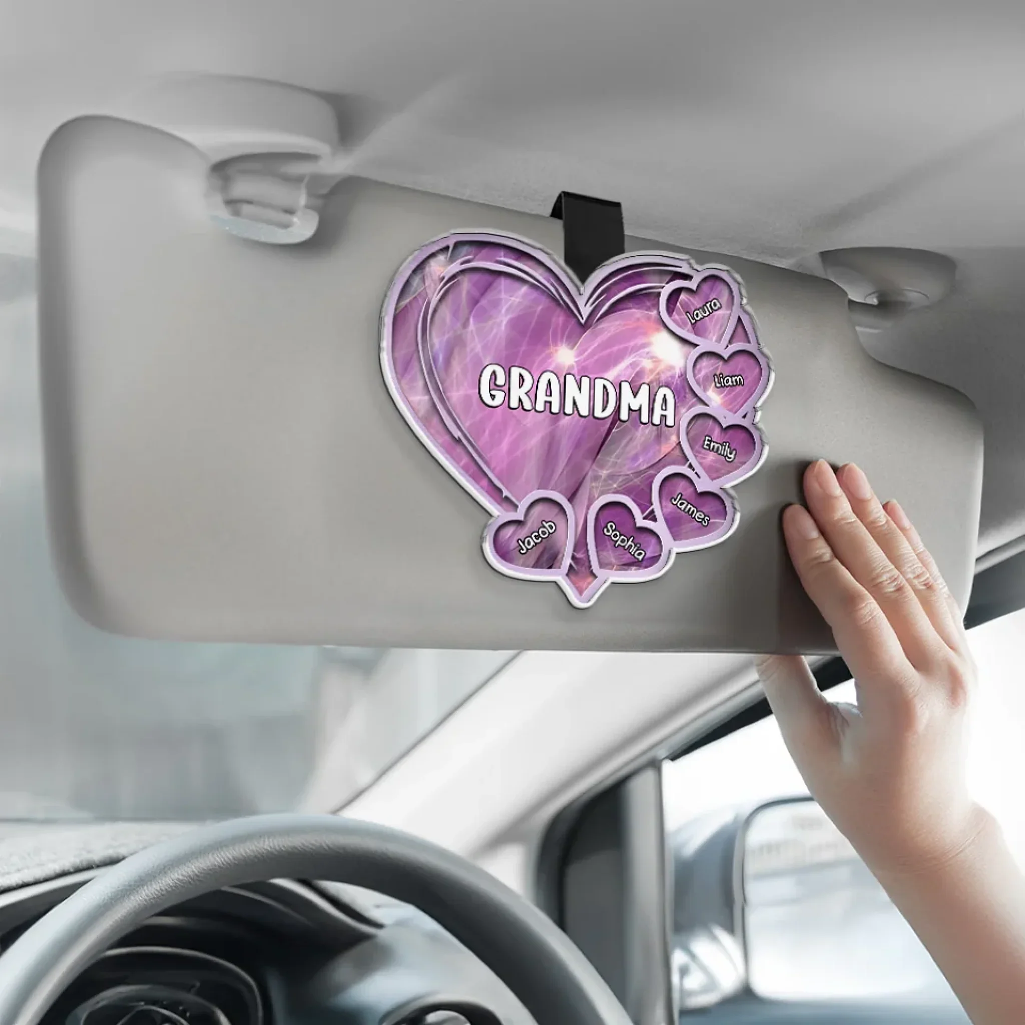 My Kids, My Forever Love - Family Personalized Custom Car Visor Clip - Gift For Mom, Grandma - Image 4