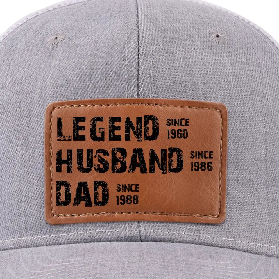 My Legendary Father - Family Personalized Custom Leather Patch Hat - Gift For Dad, Grandpa - Image 2