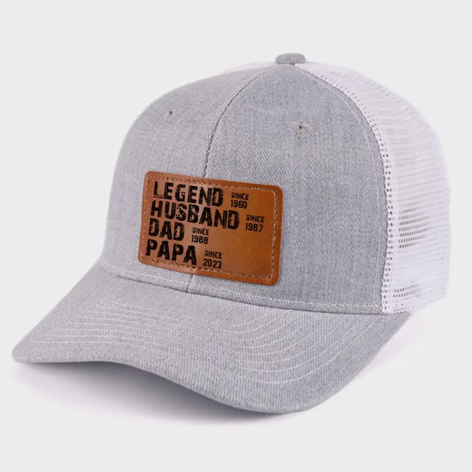 My Legendary Father - Family Personalized Custom Leather Patch Hat - Gift For Dad, Grandpa - Image 7