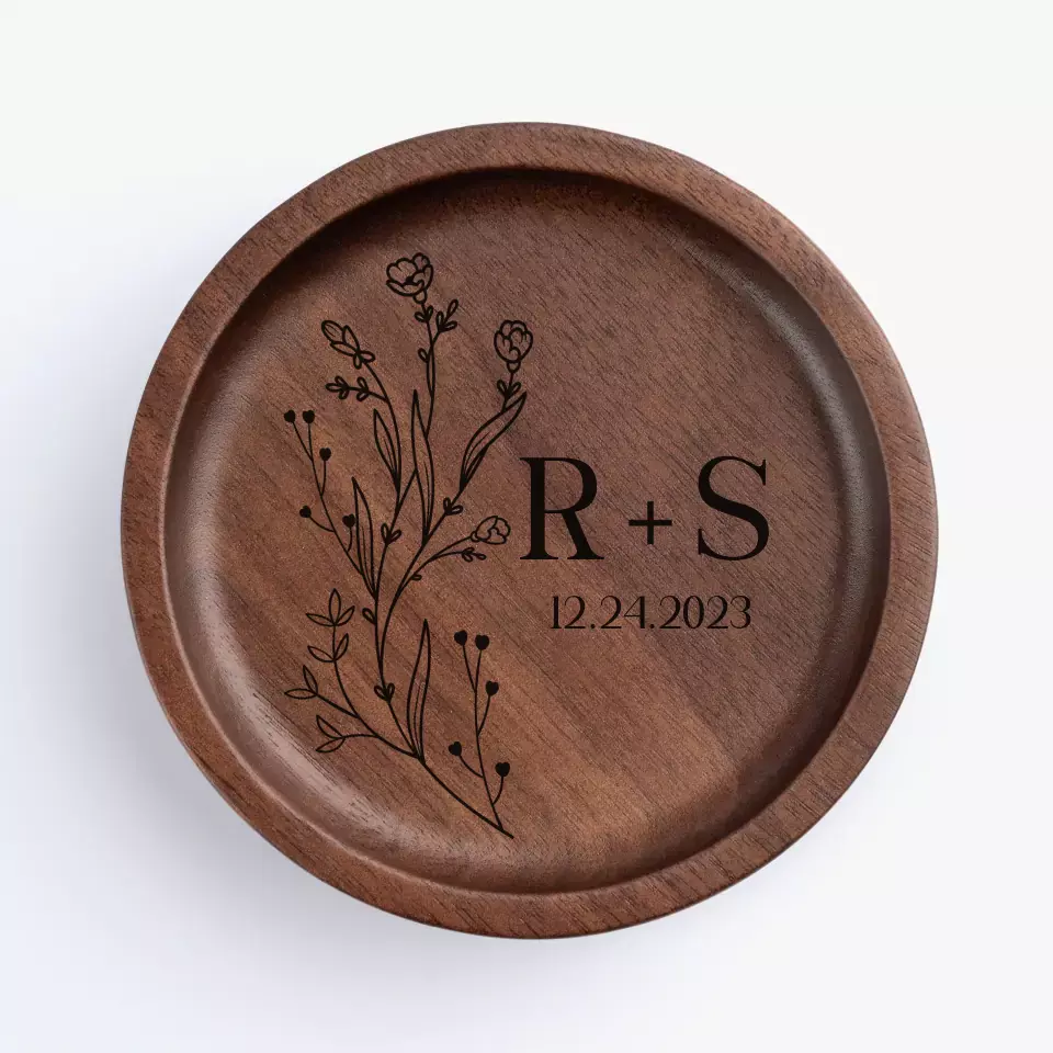My Life Started The Day I Met You - Couple Personalized Custom Wooden Jewelry Dish - Gift For Husband Wife, Anniversary - Image 2