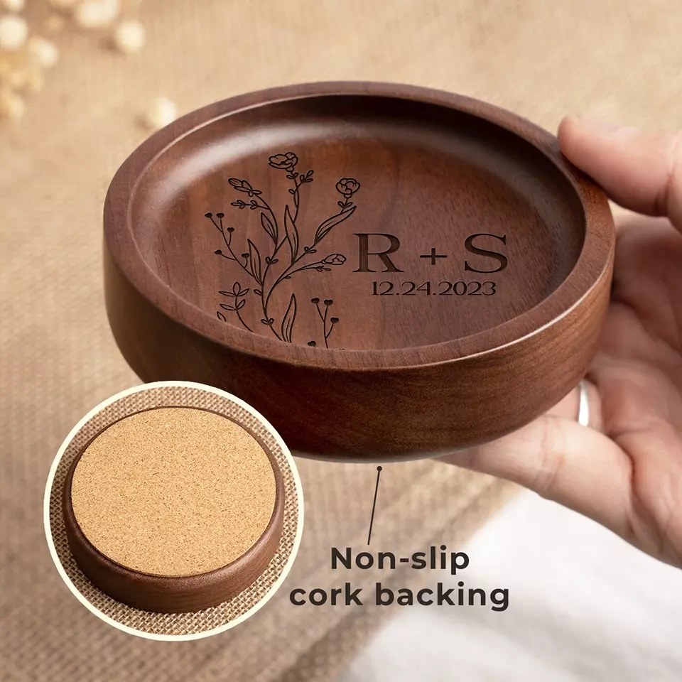 My Life Started The Day I Met You - Couple Personalized Custom Wooden Jewelry Dish - Gift For Husband Wife, Anniversary - Image 4