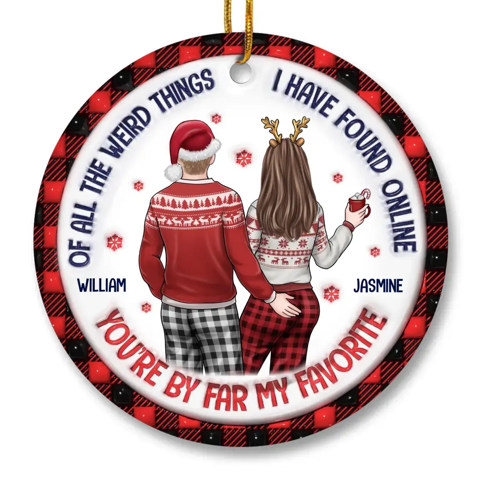 My Love For You Grows Stronger - Couple Personalized Custom 3D Inflated Effect Printed Ornament - Ceramic Round Shaped - Christmas Gift For Husband Wife, Anniversary - Image 2