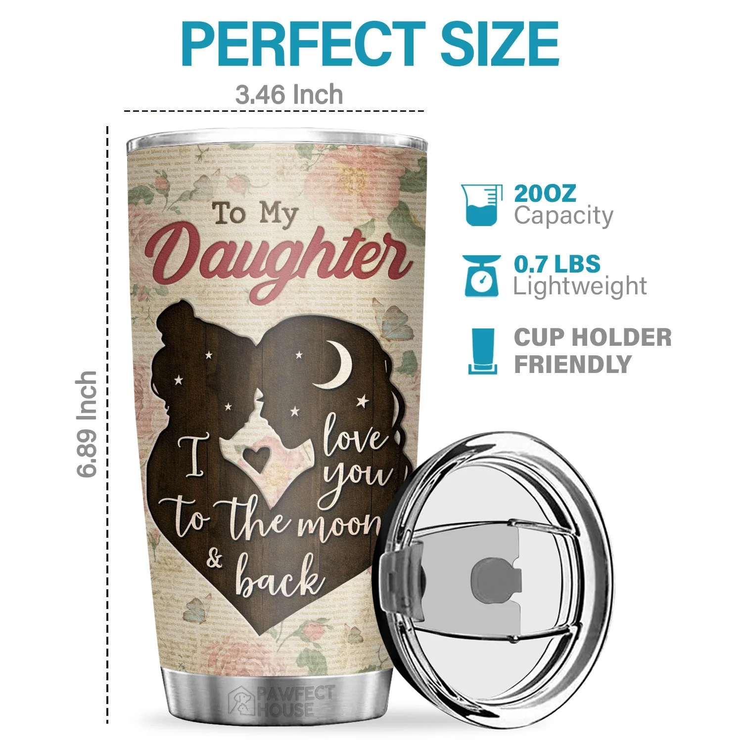 My Love Will Follow You Wherever You Go My Little Girl - Tumbler - To My Daughter, Gift For Daughter, Daughter Gift From Mom, Birthday Gift For Daughter - Image 2