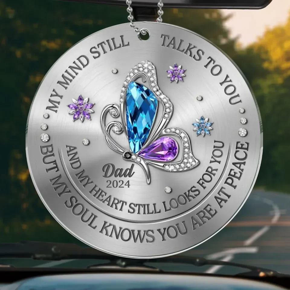 My Mind Still Talks To You But My Soul Knows You Are At Peace - Memorial Personalized Custom Car Ornament - Acrylic Custom Shaped - Sympathy Gift For Family Members - Image 2