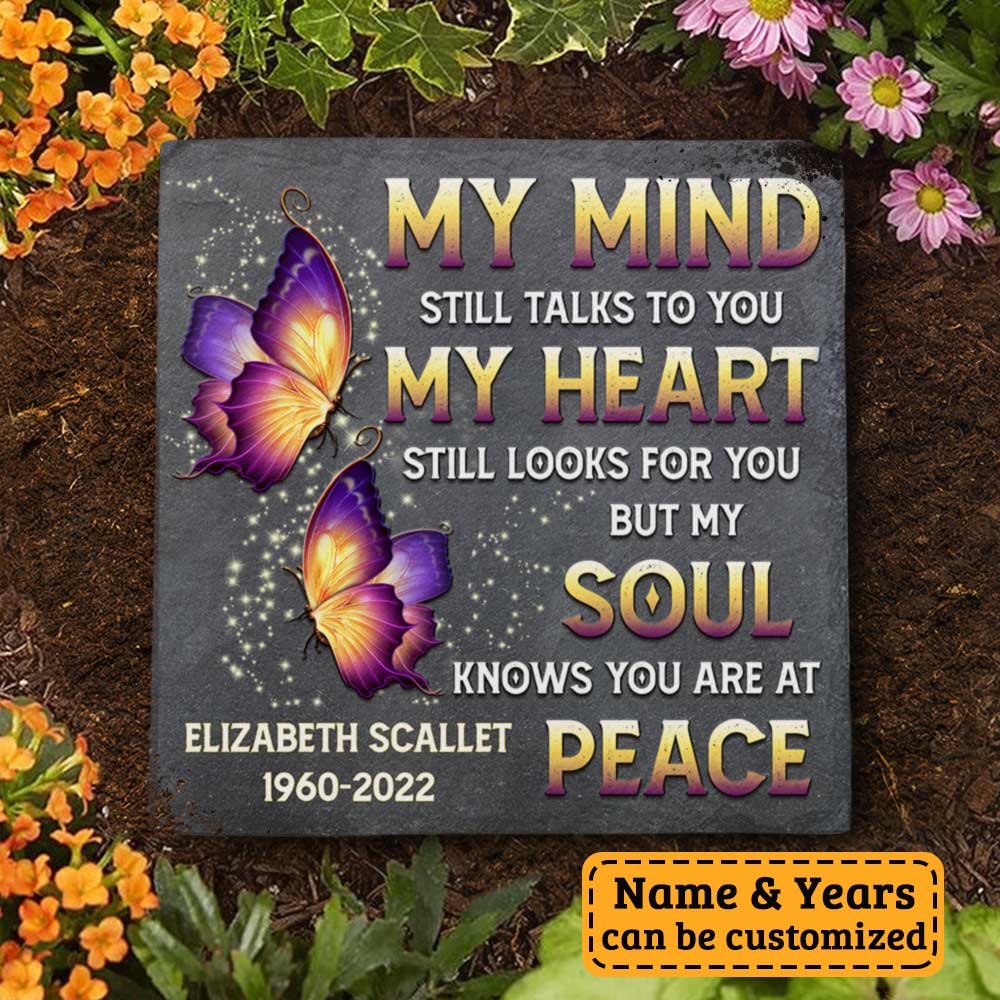 My Mind Still Talks To You - Personalized Memorial Stone, Human Grave Marker - Memorial Gift, Sympathy Gift - Image 3