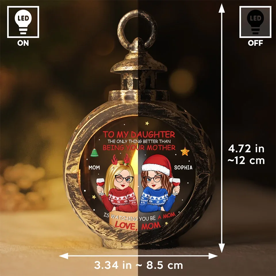 My Mom Is My Greatest Treasure - Family Personalized Custom Candlelight Lantern Ornament - Christmas Gift For Mom, Daughter - Image 6
