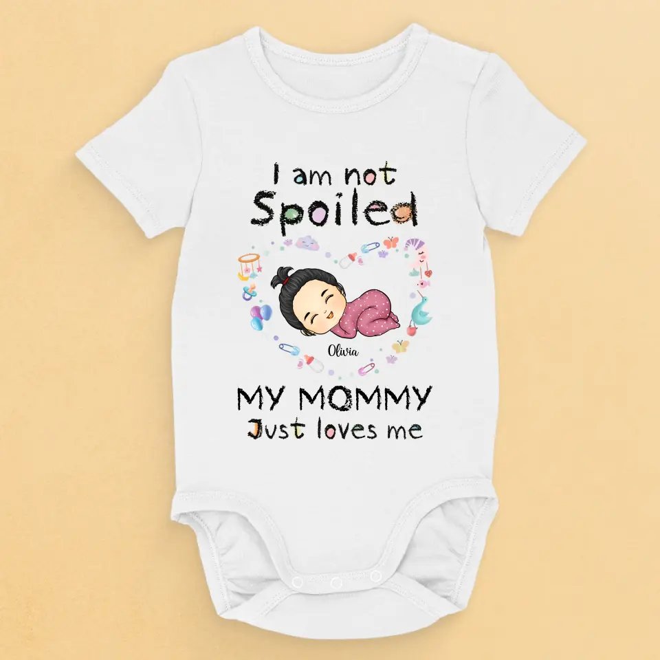 My Mommy Just Loves Me - Family Personalized Custom Baby Onesie - Mother's Day, Baby Shower Gift, Gift For First Mom - Image 2