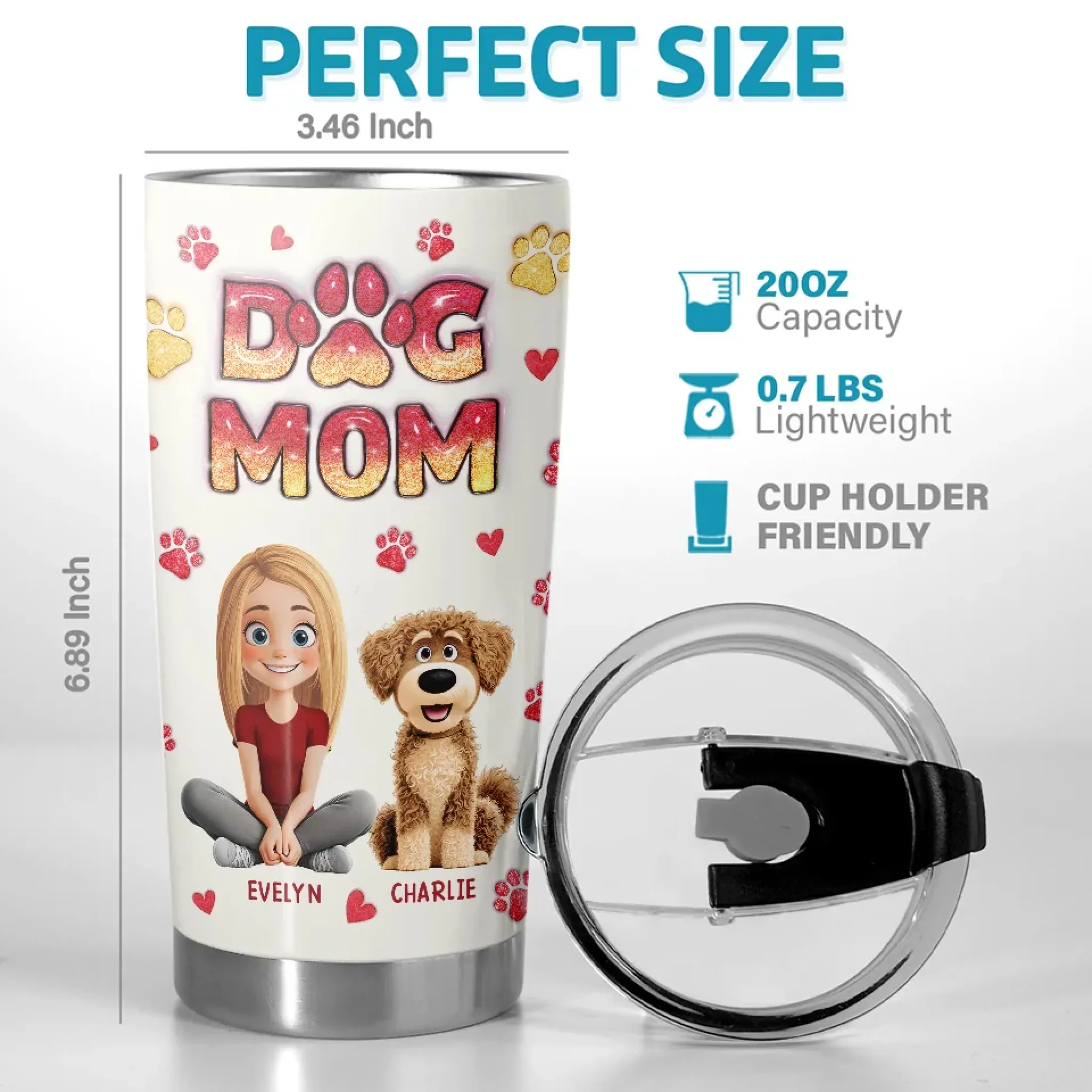My Pets Make Me Whole - Dog & Cat Personalized Custom 3D Inflated Effect Printed Tumbler - Gift For Pet Owners, Pet Lovers - Image 3
