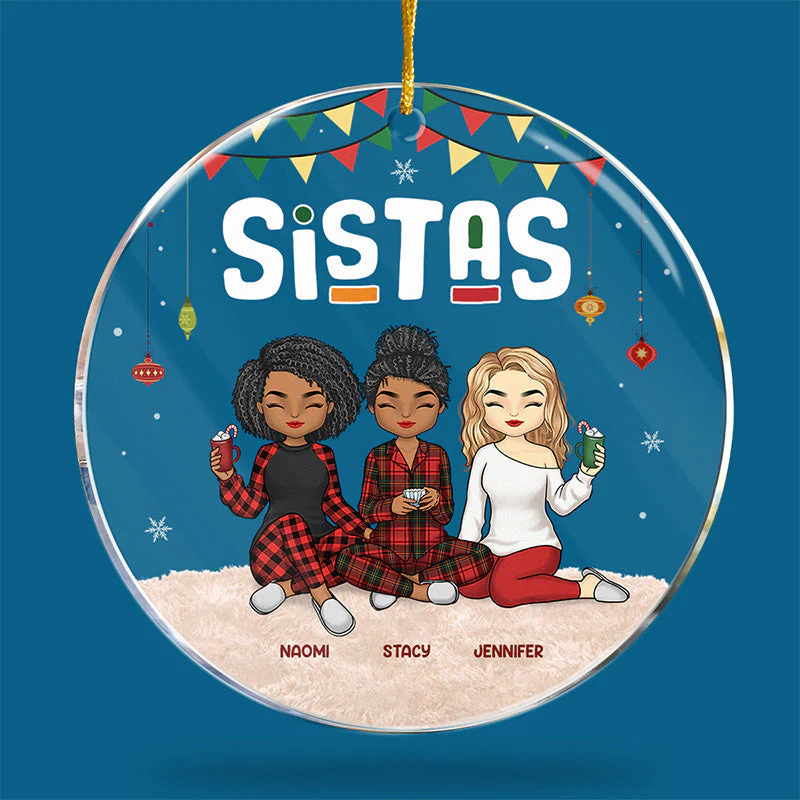 My Sister Has An Awesome Sister - Bestie Personalized Custom Ornament - Acrylic Round Shaped - Christmas Gift For Best Friends, BFF, Sisters - Image 3