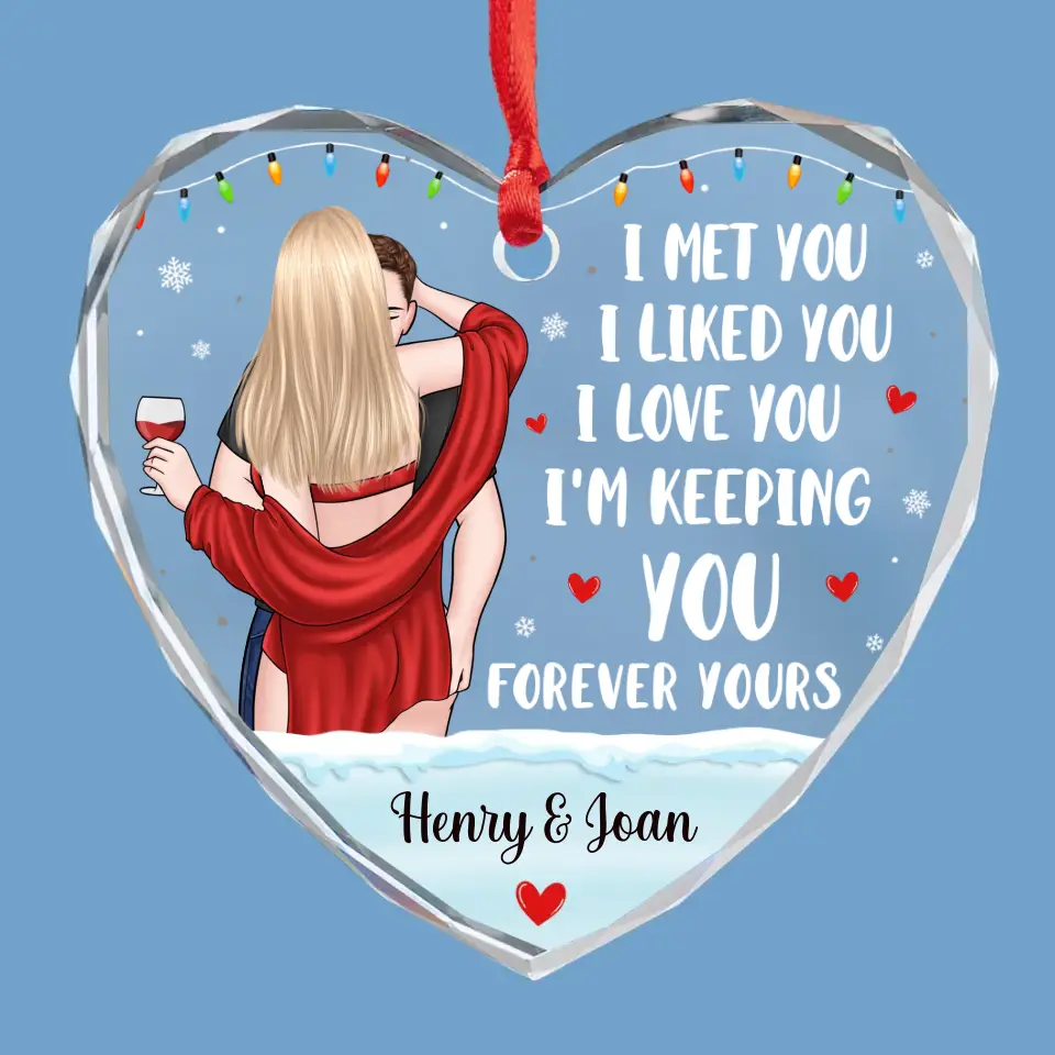 My Snow Angel - Couple Personalized Custom Heart Glass Ornament - Christmas Gift For Husband Wife, Anniversary - Image 2
