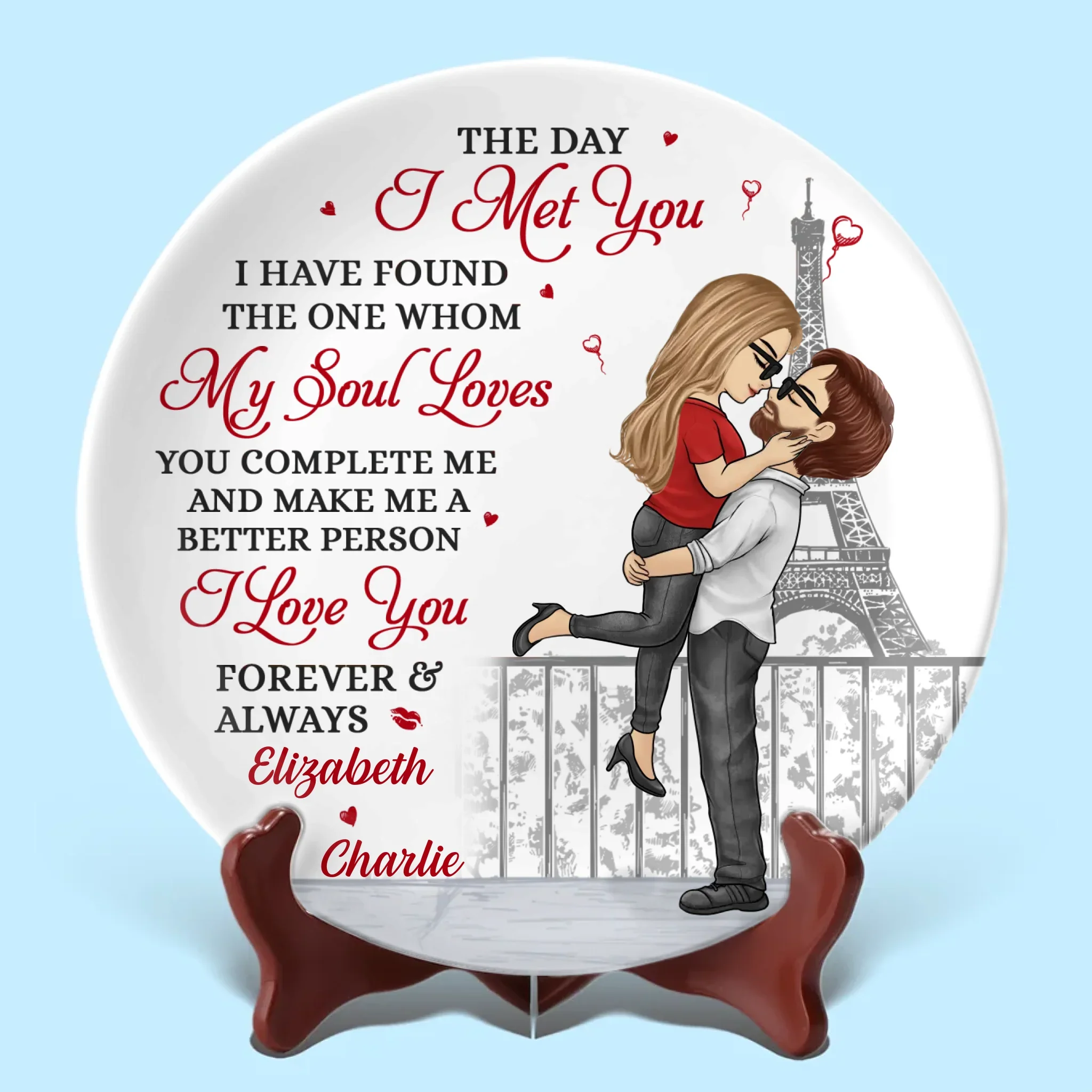 My Soulmate, My Forever - Couple Personalized Custom Ceramic Plate - Gift For Husband Wife, Anniversary, LGBTQ+ - Image 2