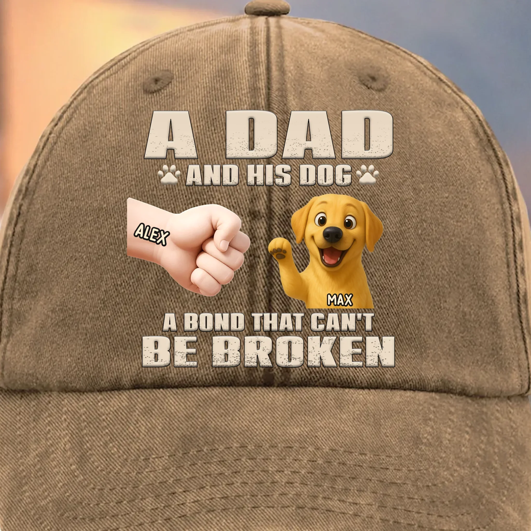My Therapist Has Four Paws - Dog Personalized Custom Vintage Washed Denim Baseball Cap - Father's Day, Gift For Dad, Pet Owners, Pet Lovers - Image 4