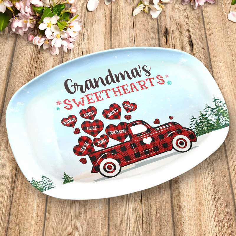 Nana's Sweathearts - Family Personalized Custom Platter - Christmas Gift For Grandma - Image 3