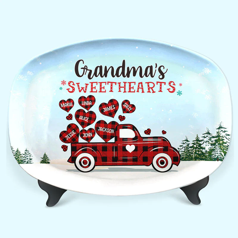 Nana's Sweathearts - Family Personalized Custom Platter - Christmas Gift For Grandma - Image 4