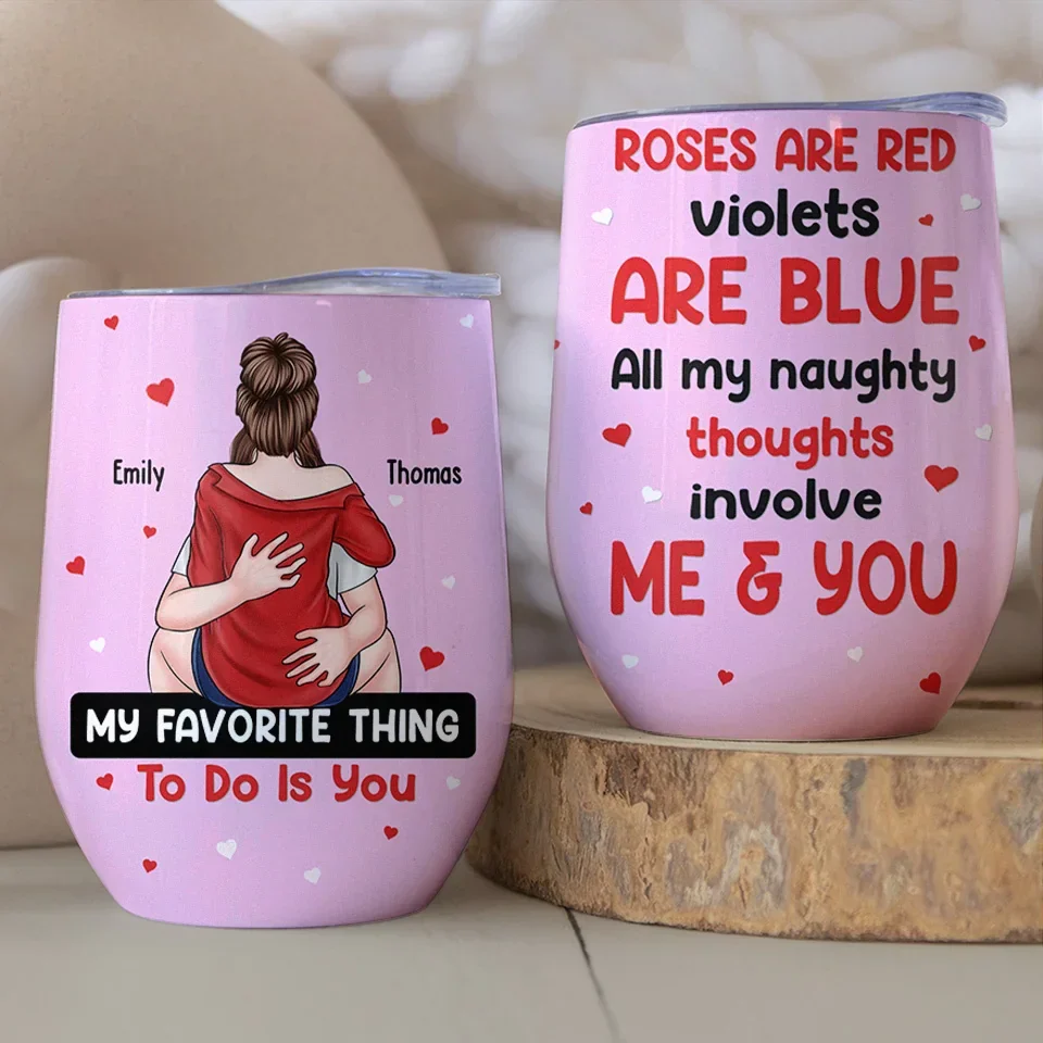 Never A Dull Moment With You - Couple Personalized Custom Wine Tumbler - Gift For Husband Wife, Anniversary - Image 3